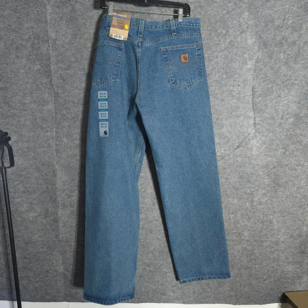 Carhartt B460 LVB Jeans Mens 38x32 Blue Relaxed Fit Straight Leg Workwear Denim